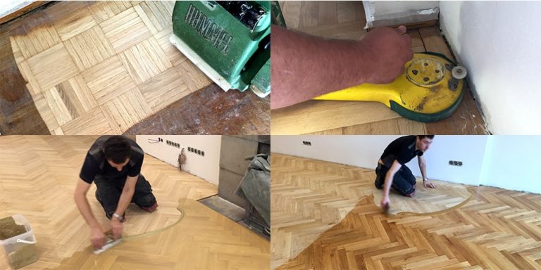 Parkett schleifen, ausbessern und beschichten für die Renovierung
