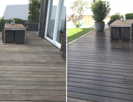 Holzterrasse reinigen in Recklinghausen mit Parkett Remel